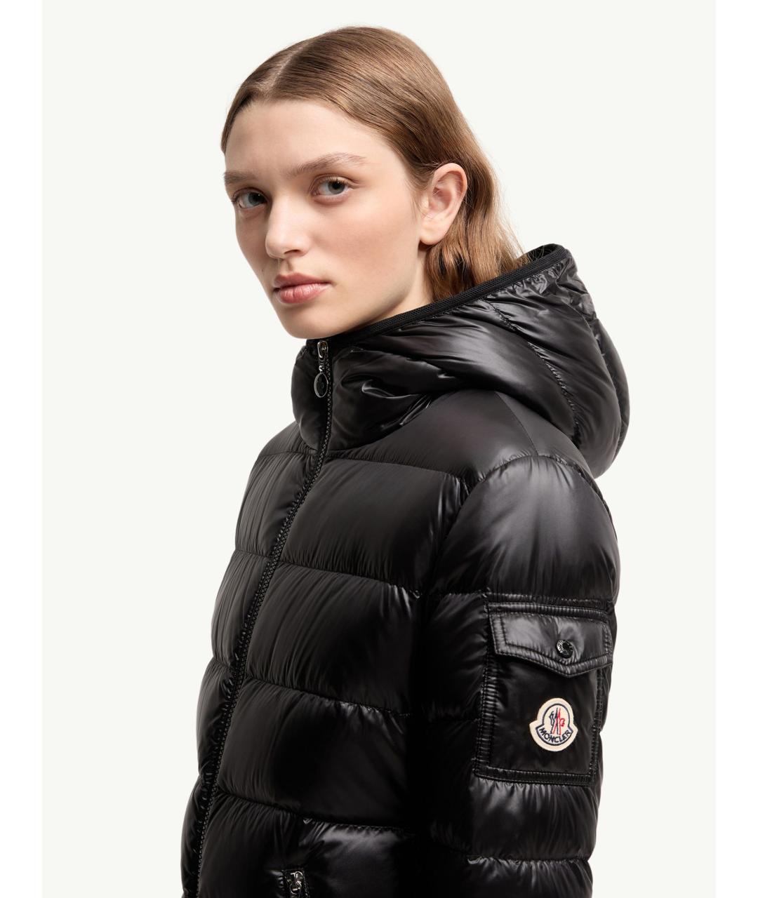 MONCLER Черный полиэстеровый пуховик, фото 3