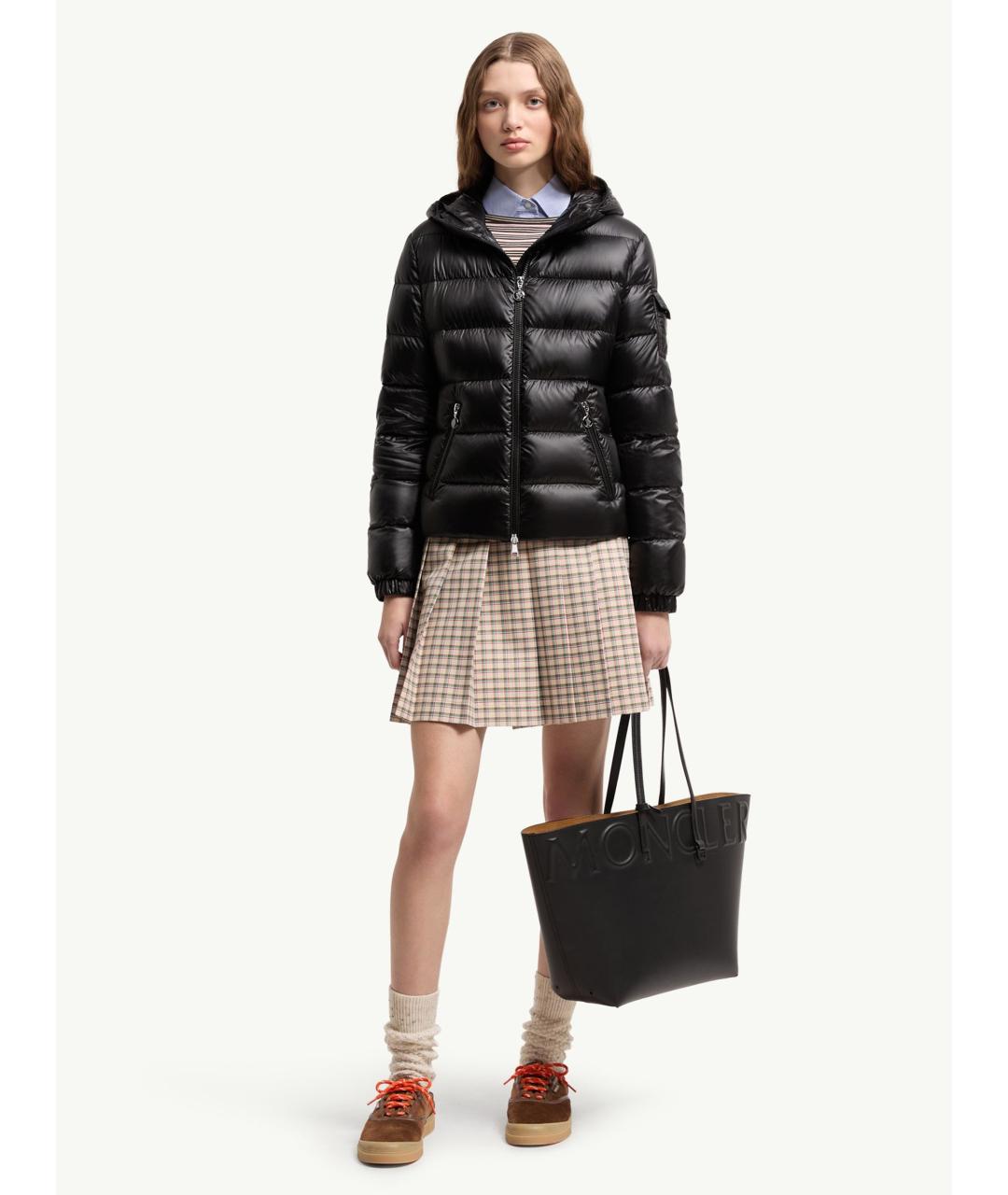 MONCLER Черный полиэстеровый пуховик, фото 2