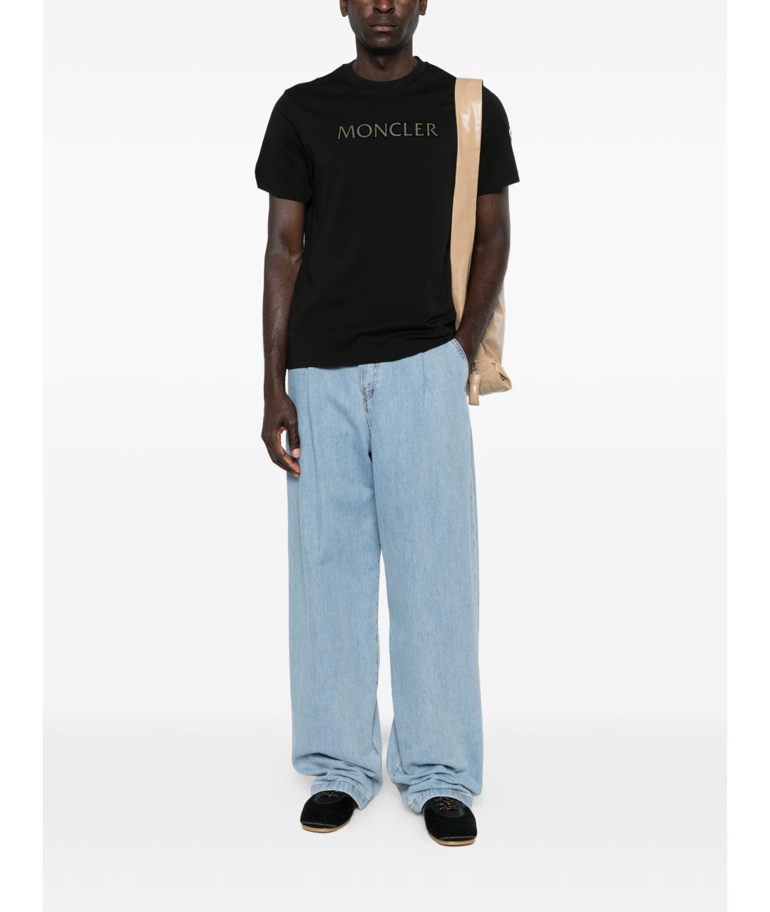 MONCLER Черная хлопковая футболка, фото 5