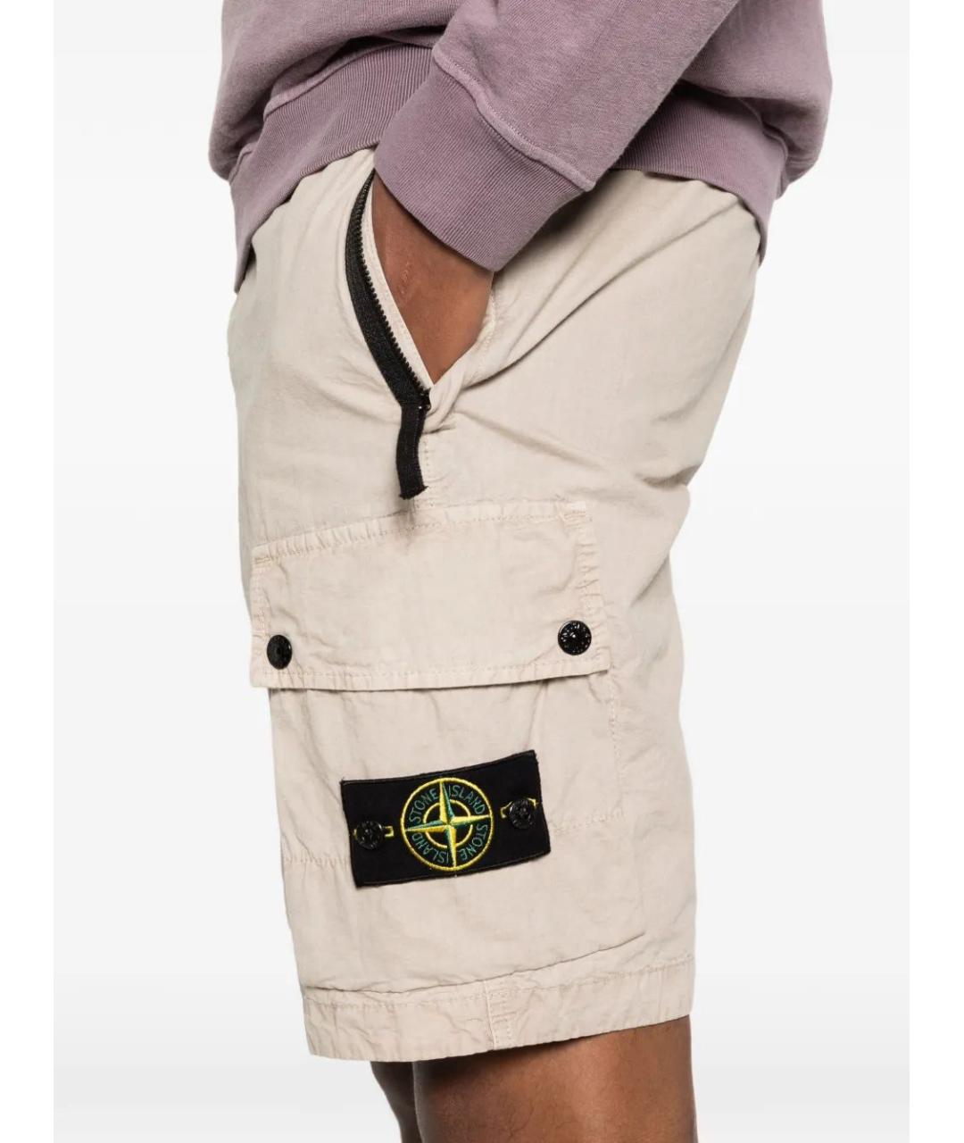 STONE ISLAND Бежевые хлопковые шорты, фото 5