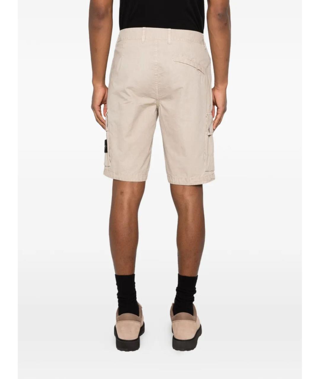 STONE ISLAND Бежевые хлопковые шорты, фото 4