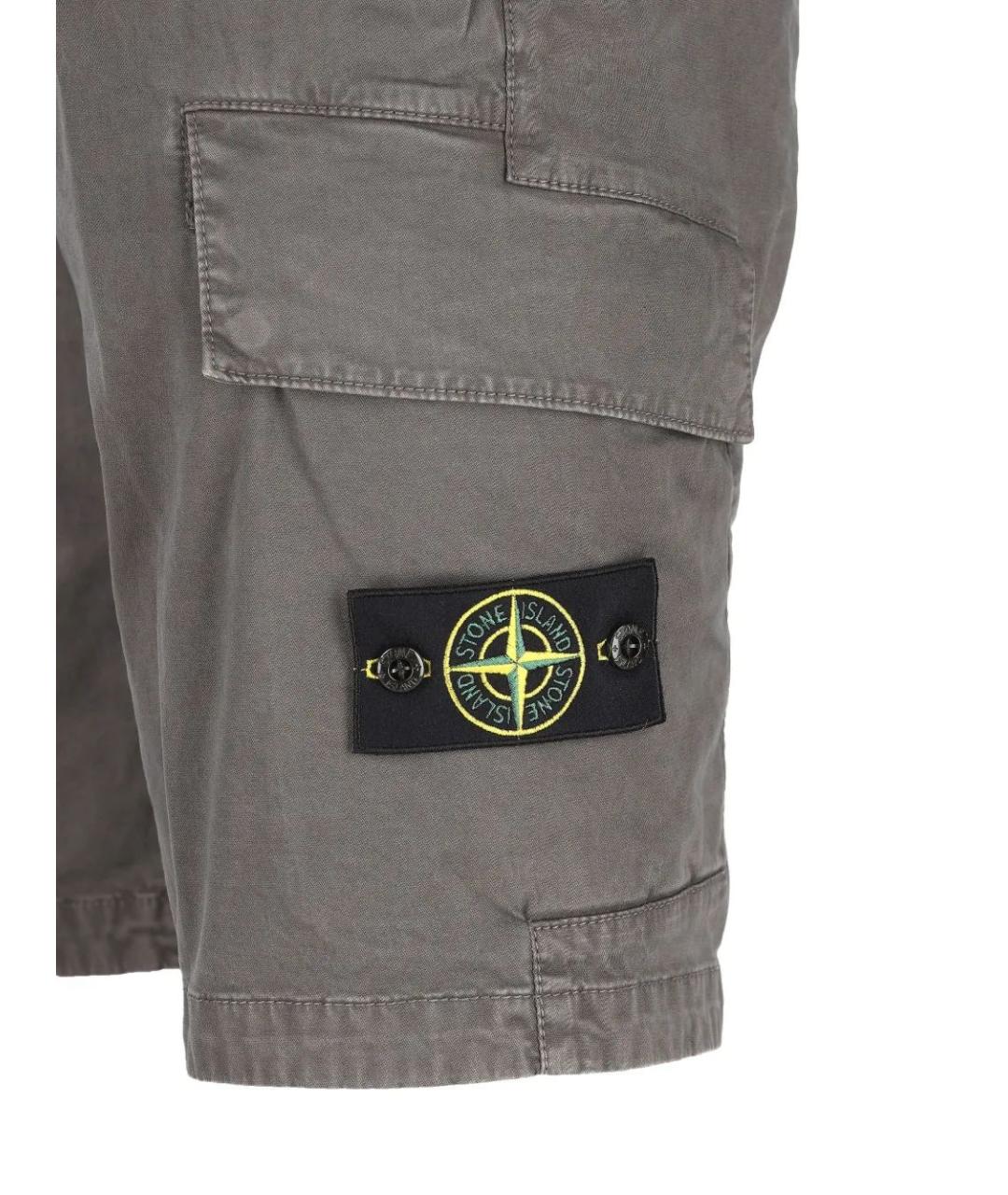 STONE ISLAND Серые хлопковые шорты, фото 3