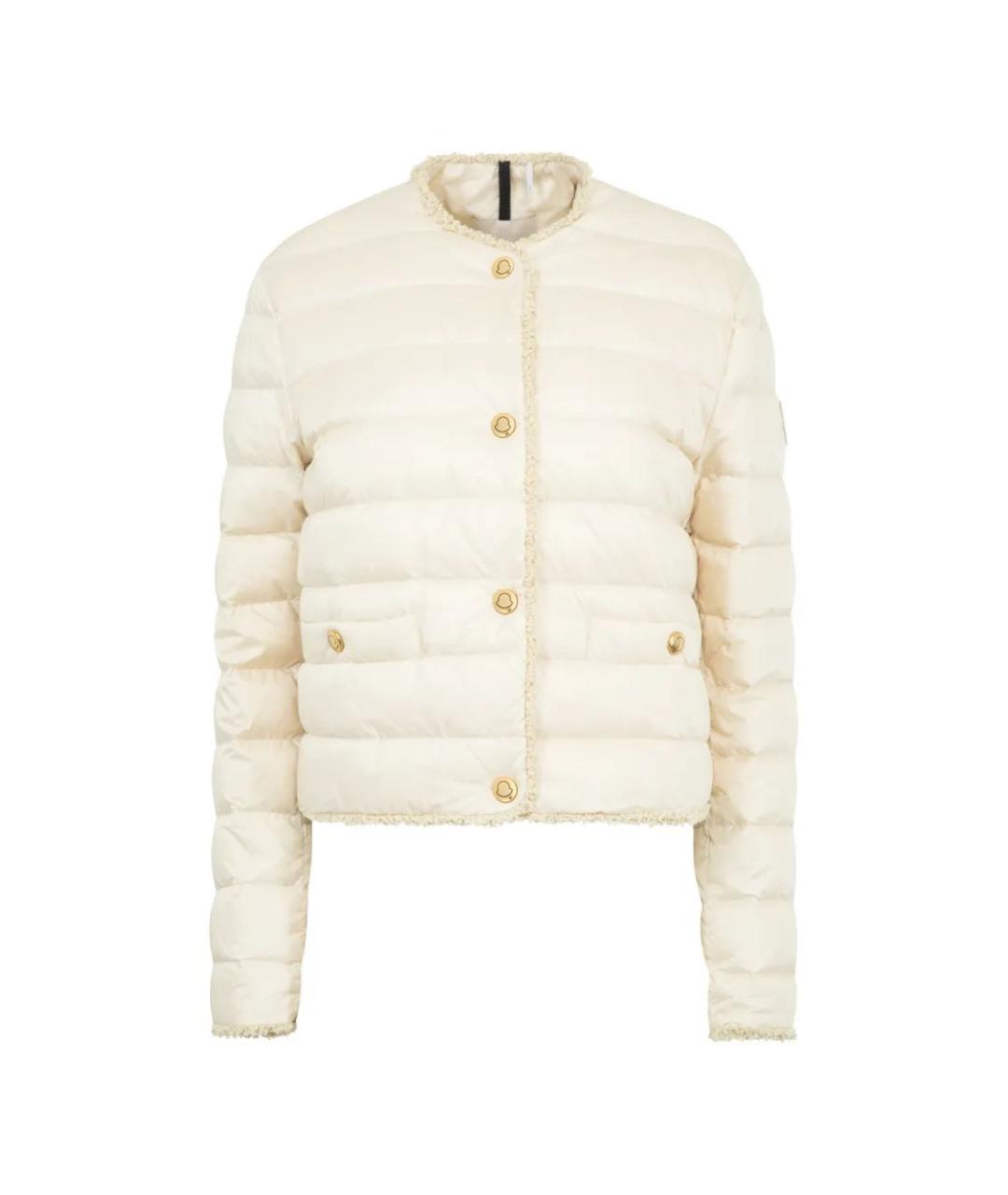 MONCLER Бежевый полиамидовый пуховик, фото 4
