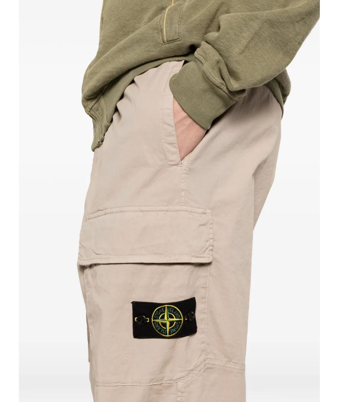 STONE ISLAND Бежевые хлопковые повседневные брюки, фото 5