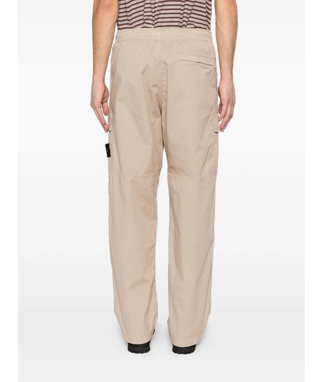 STONE ISLAND Бежевые хлопковые повседневные брюки, фото 4