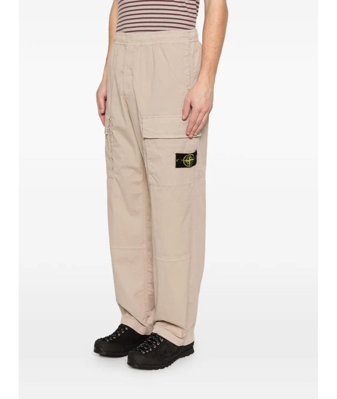 STONE ISLAND Бежевые хлопковые повседневные брюки, фото 3