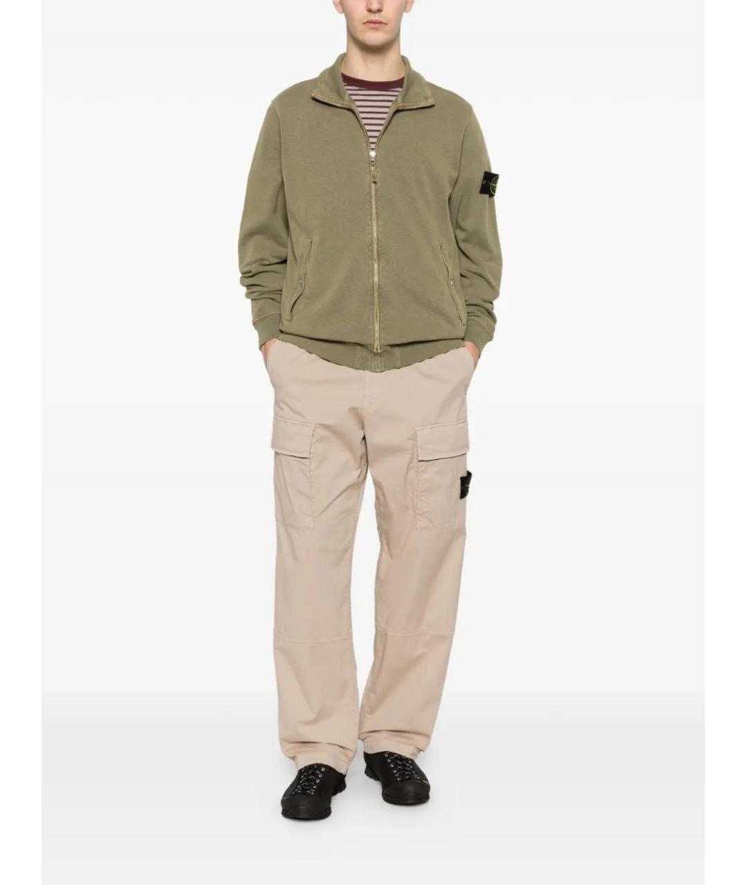 STONE ISLAND Бежевые хлопковые повседневные брюки, фото 2