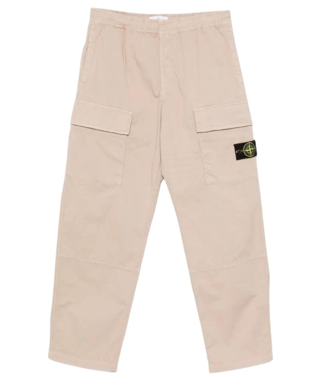 STONE ISLAND Бежевые хлопковые повседневные брюки, фото 1