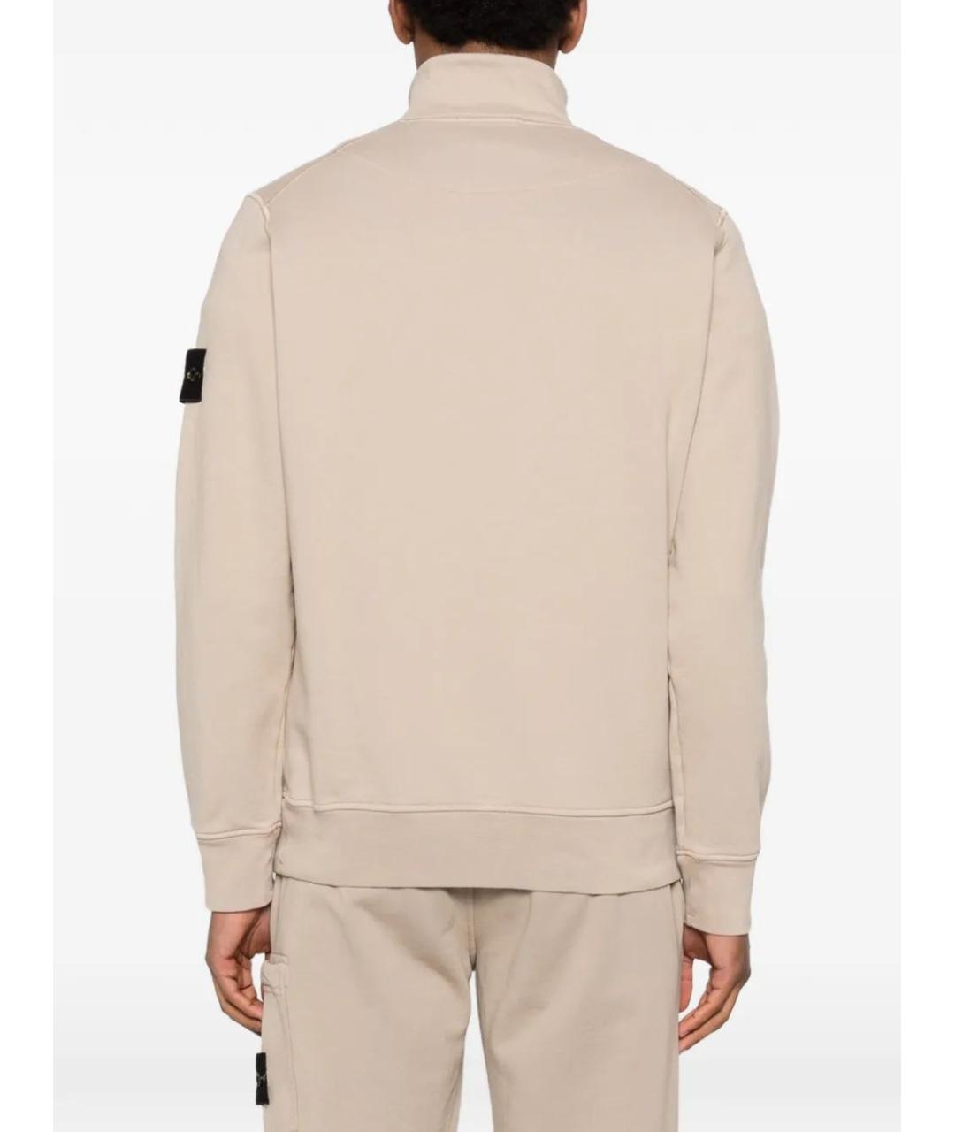 STONE ISLAND Бежевое хлопковое поло с длинным рукавом, фото 4