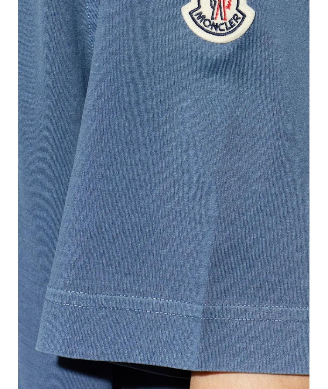 MONCLER Синяя хлопковая футболка, фото 5