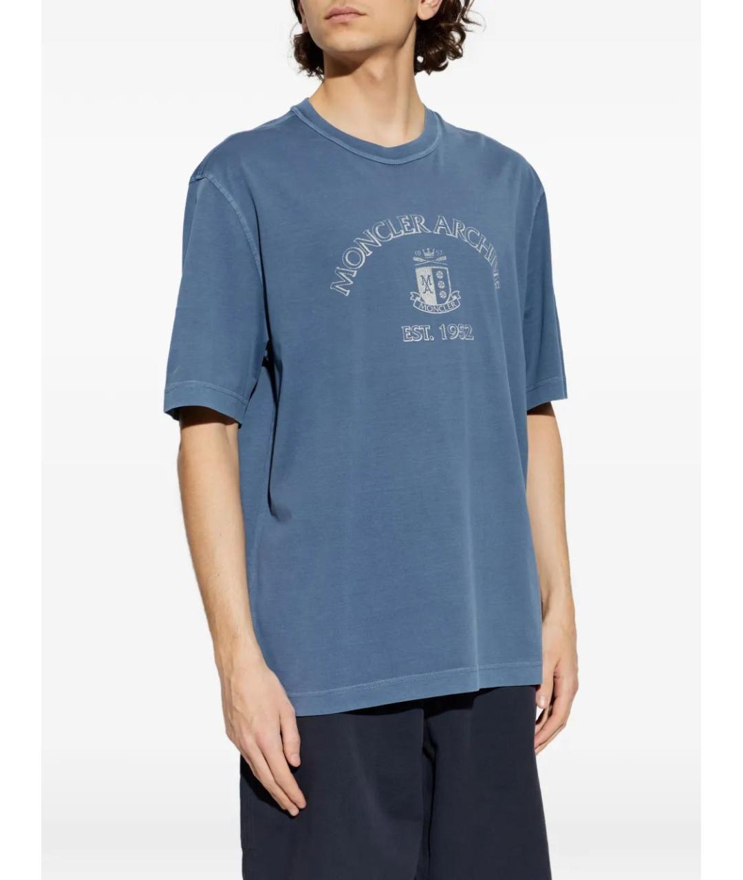 MONCLER Синяя хлопковая футболка, фото 3