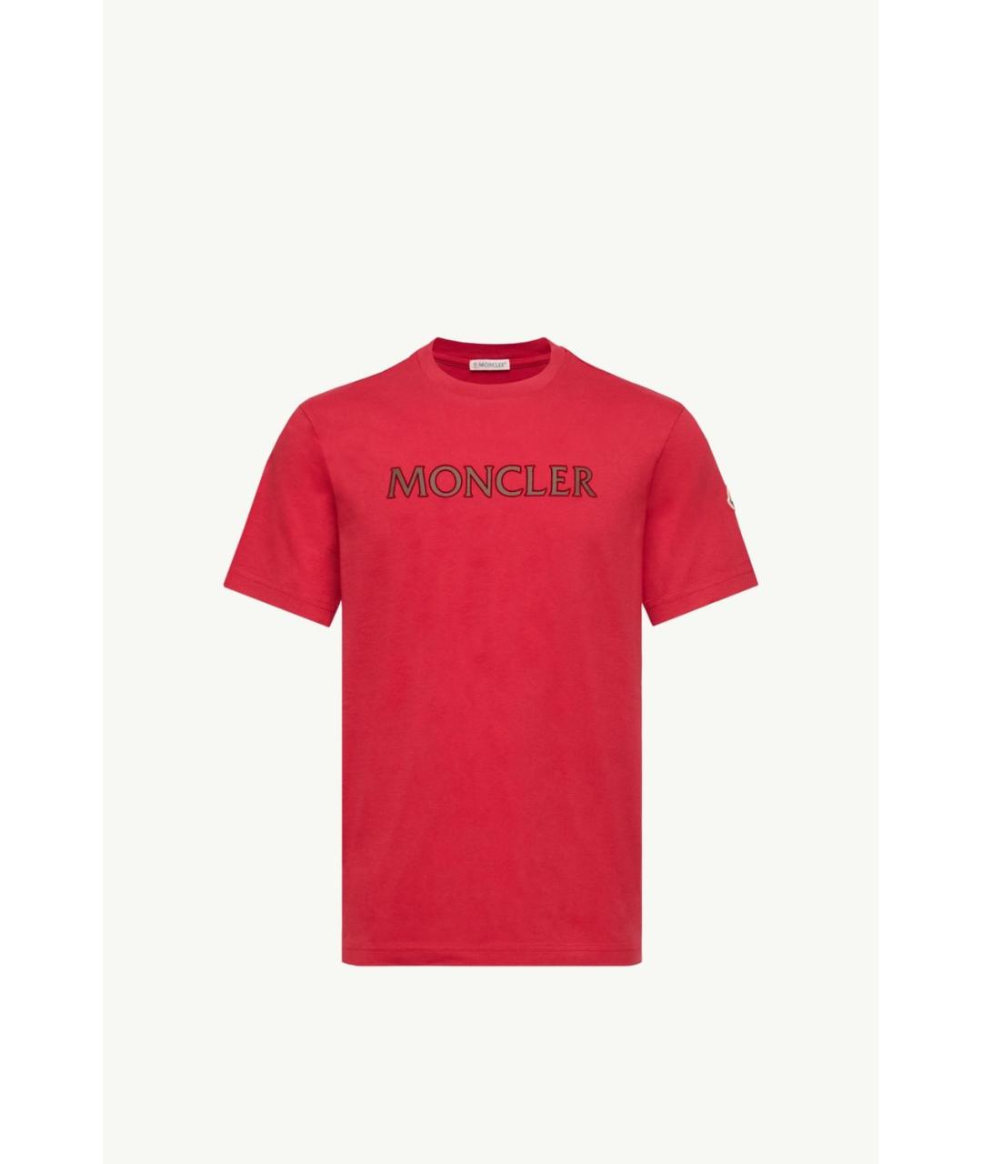 MONCLER Красная хлопковая футболка, фото 5