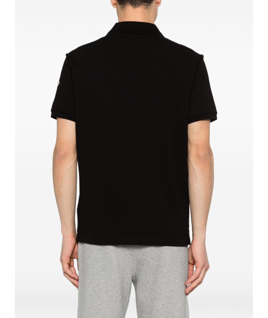 MONCLER Черное хлопковое поло с коротким рукавом, фото 5