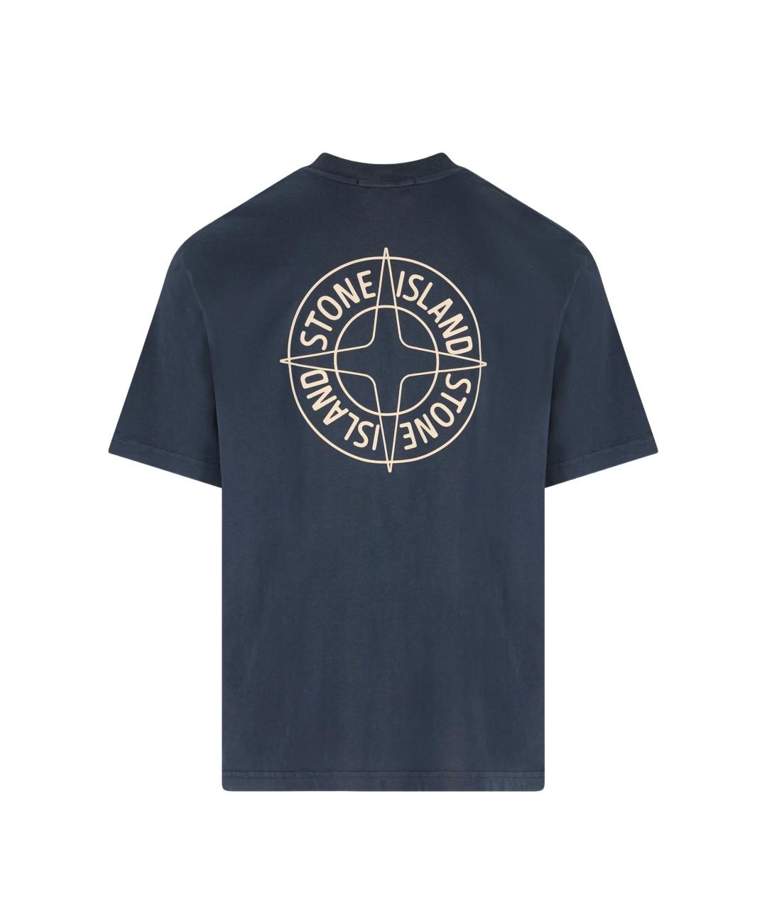 STONE ISLAND Синяя хлопковая футболка, фото 2