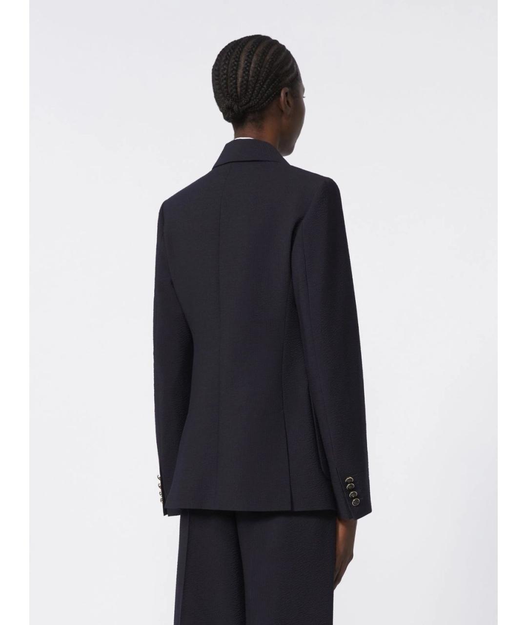 MAX MARA Темно-синий шерстяной жакет/пиджак, фото 4