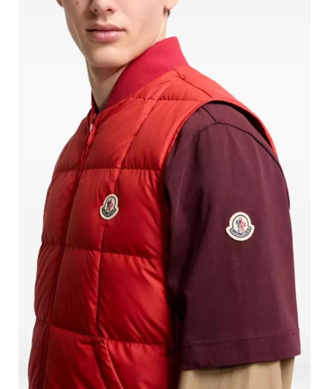 MONCLER Красный полиэстеровый жилет, фото 4