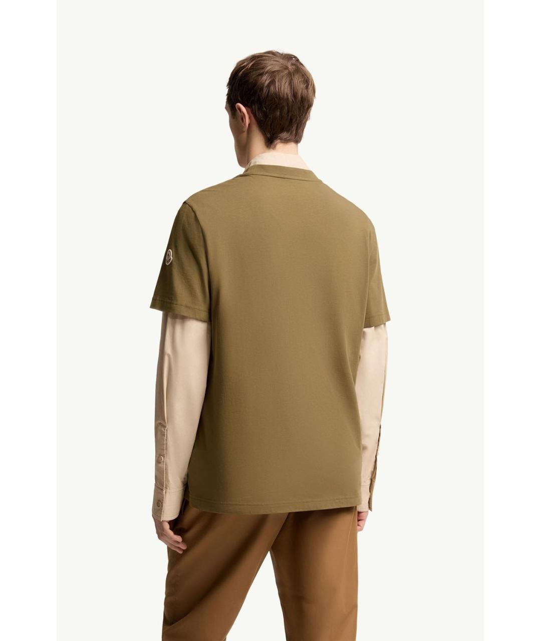 MONCLER Зеленая хлопковая футболка, фото 3