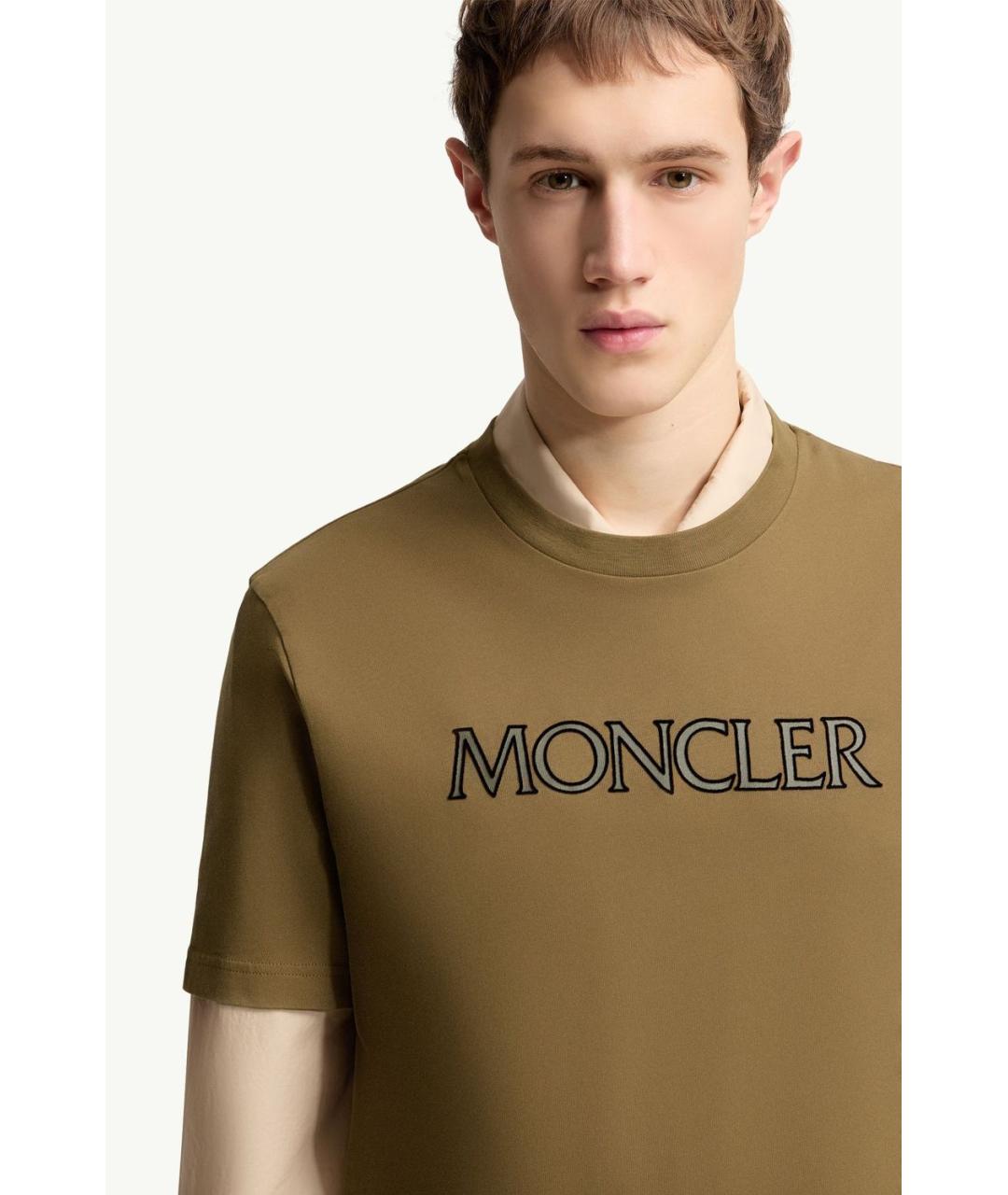 MONCLER Зеленая хлопковая футболка, фото 4