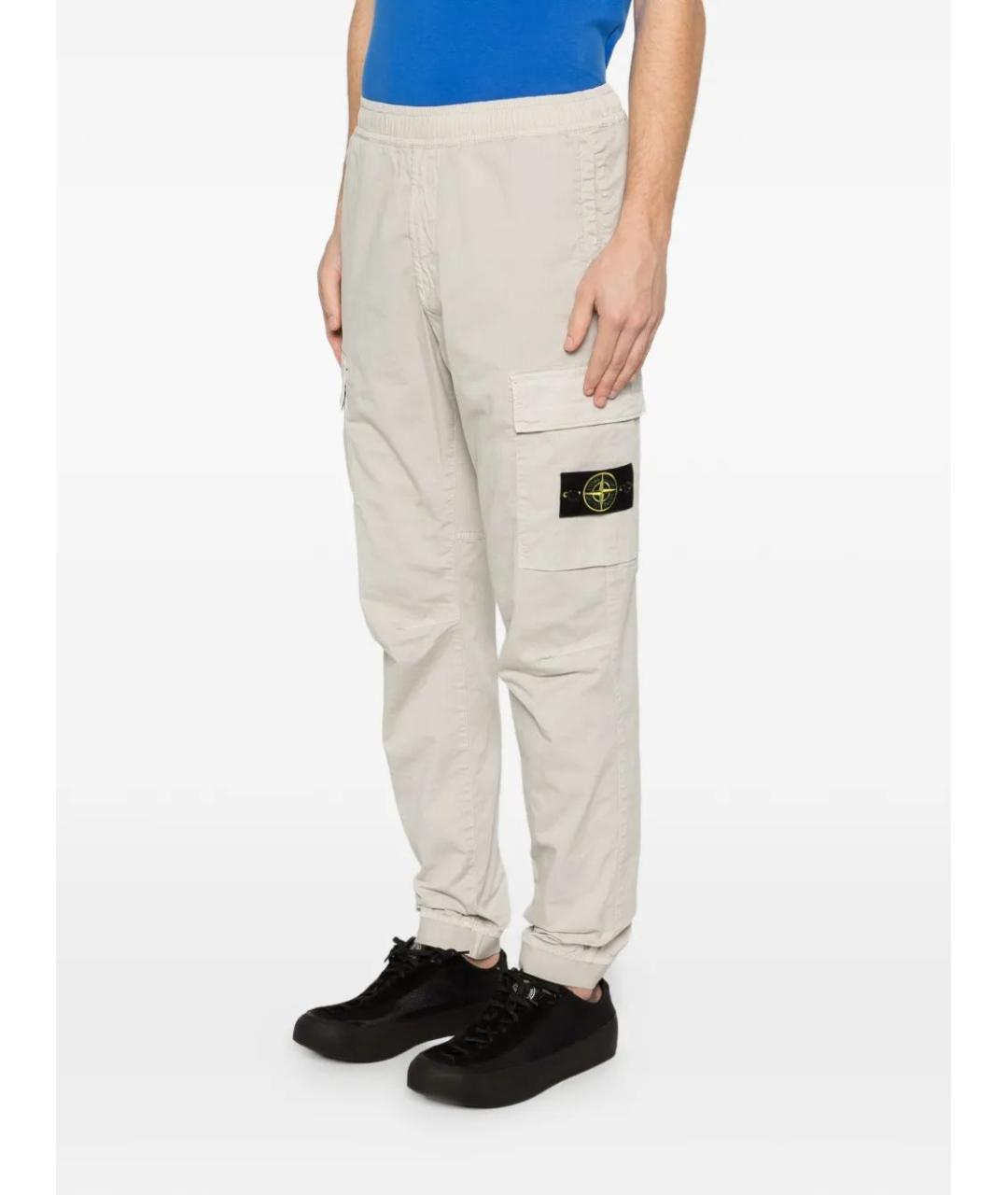 STONE ISLAND Серые хлопковые повседневные брюки, фото 3