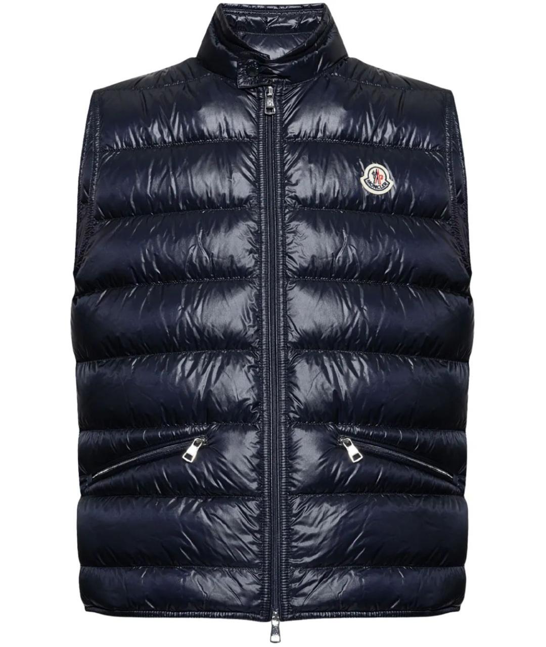 MONCLER Темно-синий полиамидовый жилет, фото 1