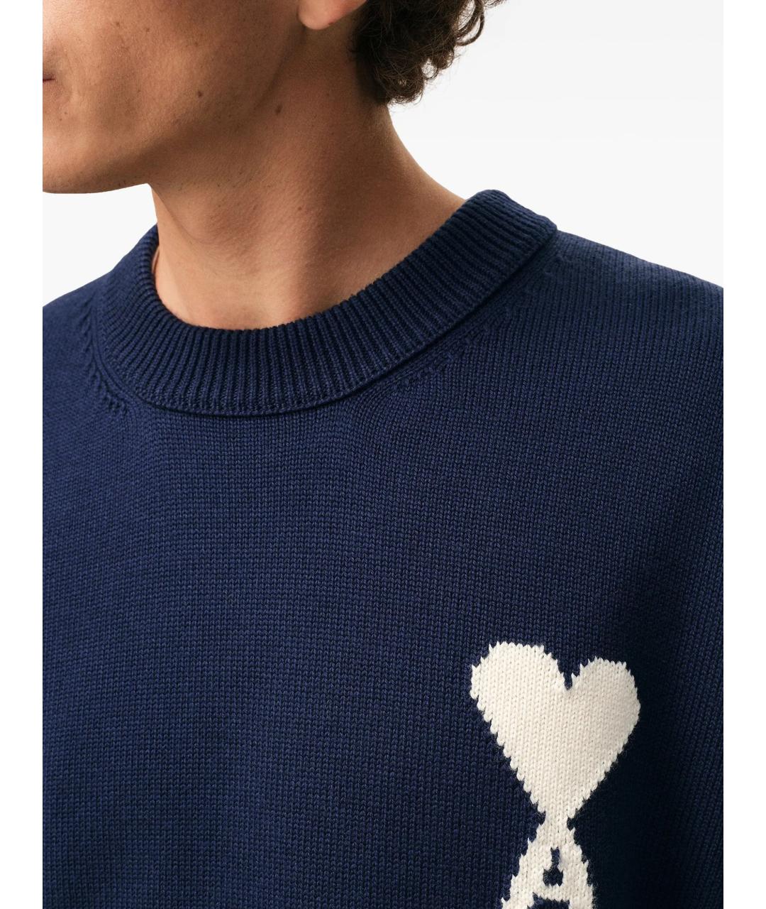 Ami Paris Синий хлопковый джемпер / свитер, фото 4