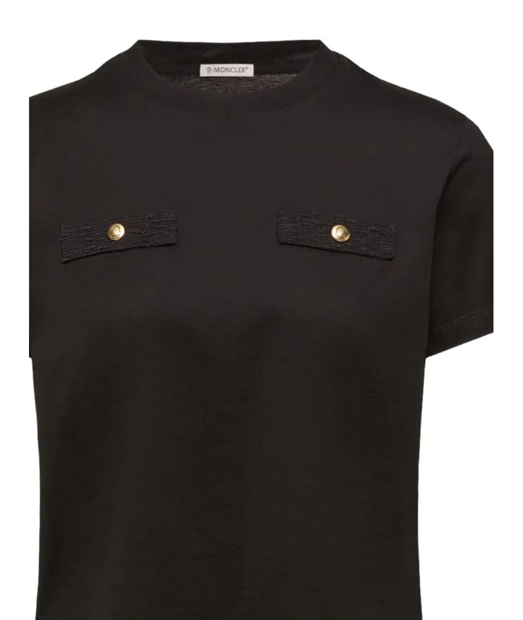 MONCLER Черная хлопковая футболка, фото 2