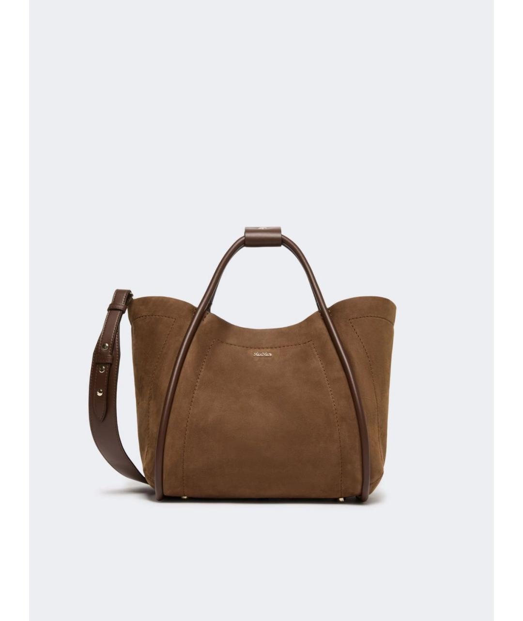 MAX MARA Коричневая замшевая сумка тоут, фото 6