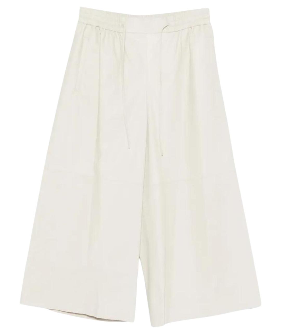 YVES SALOMON Белые кожаные брюки широкие, фото 1