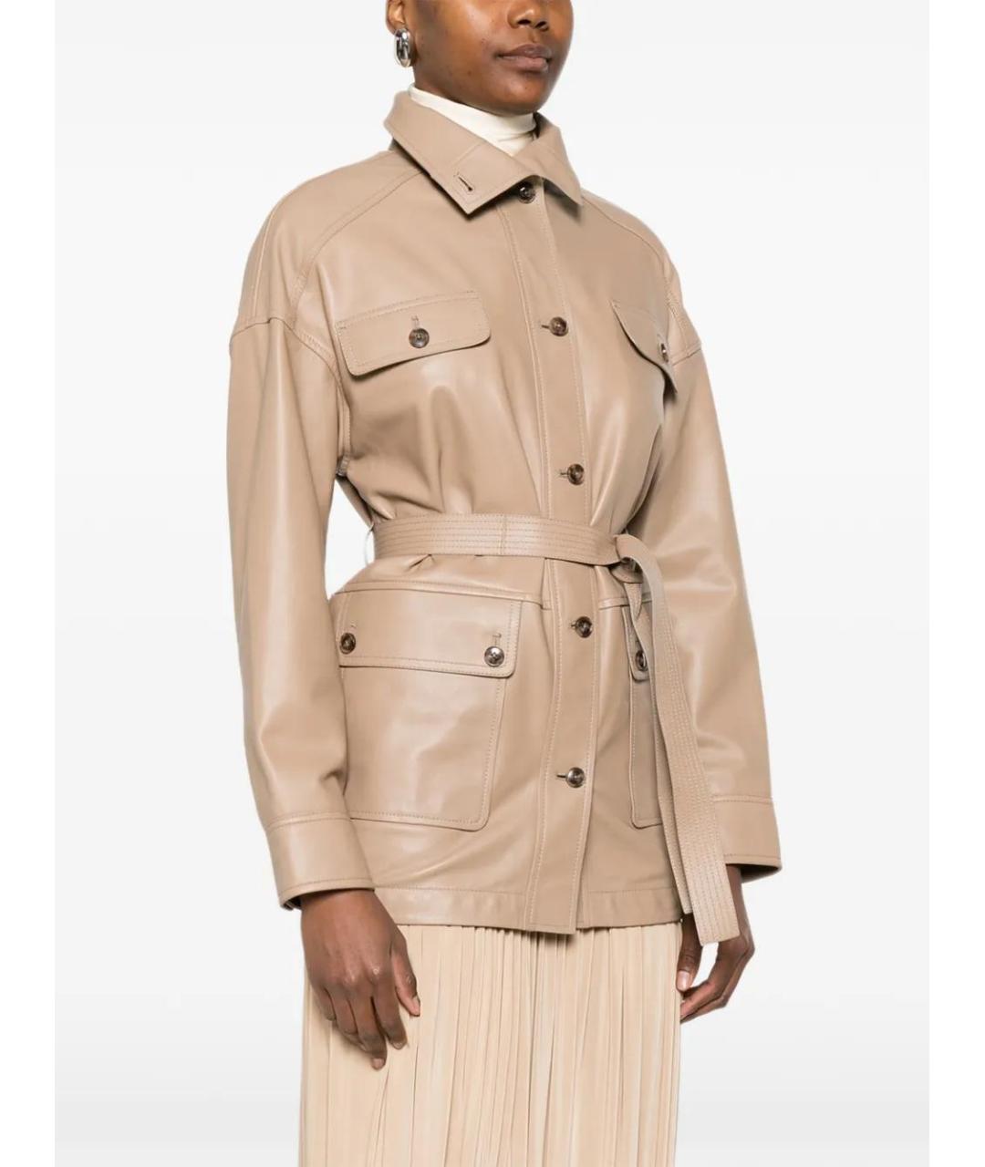 YVES SALOMON Бежевая кожаная куртка, фото 3