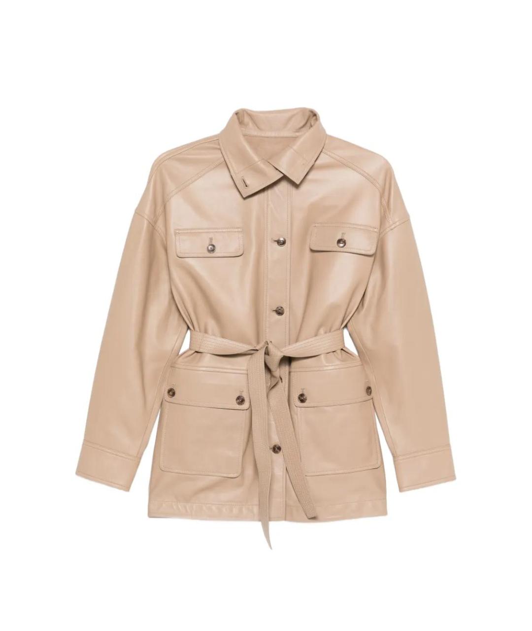YVES SALOMON Бежевая кожаная куртка, фото 1