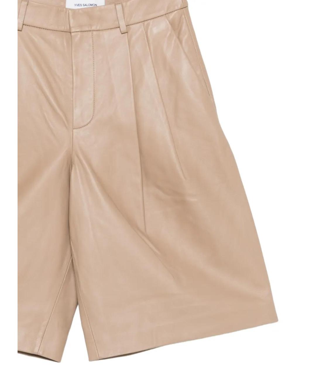 YVES SALOMON Бежевые кожаные шорты, фото 3