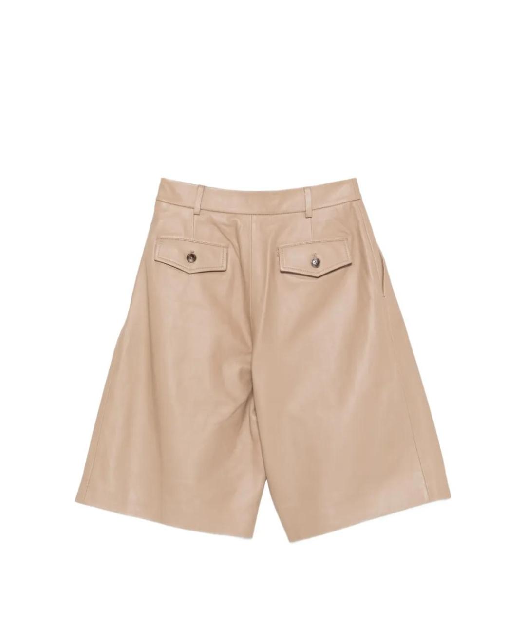 YVES SALOMON Бежевые кожаные шорты, фото 2