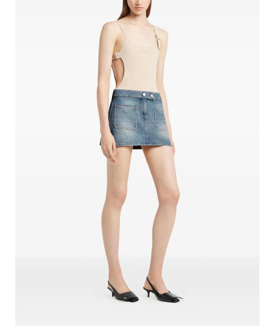 COURREGES Синяя хлопковая юбка мини, фото 3