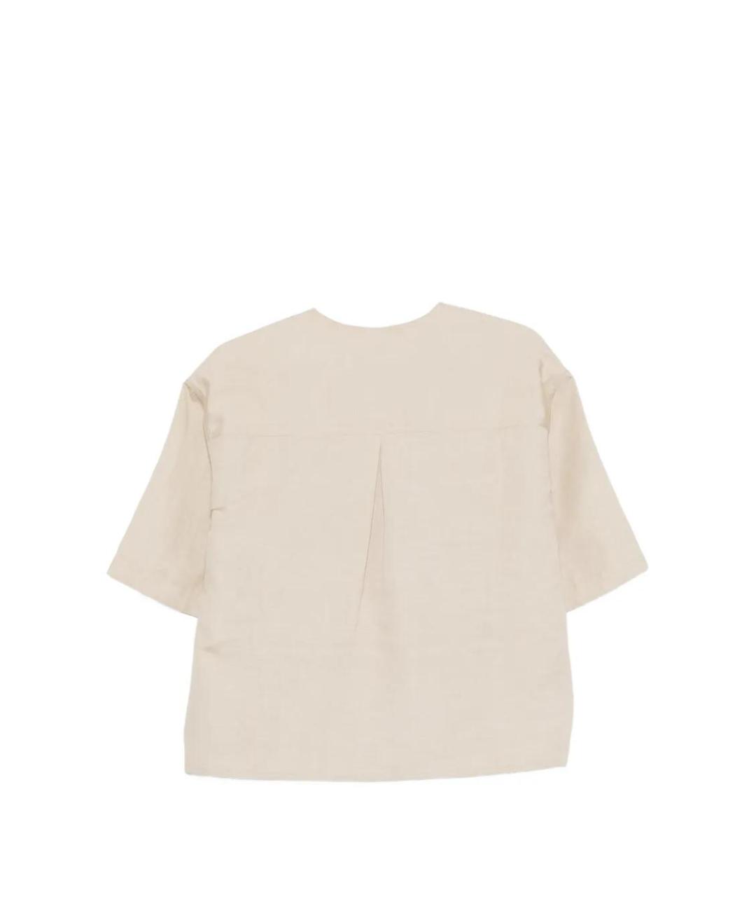 YVES SALOMON Бежевая хлопковая футболка, фото 2