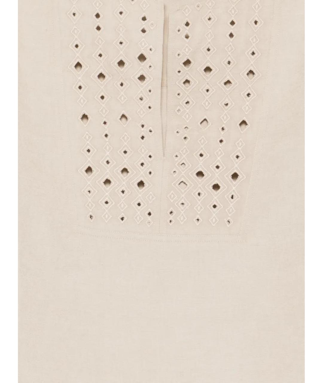 YVES SALOMON Бежевая хлопковая футболка, фото 3