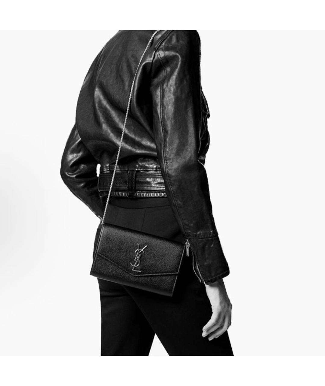 SAINT LAURENT Черная кожаная сумка через плечо, фото 6