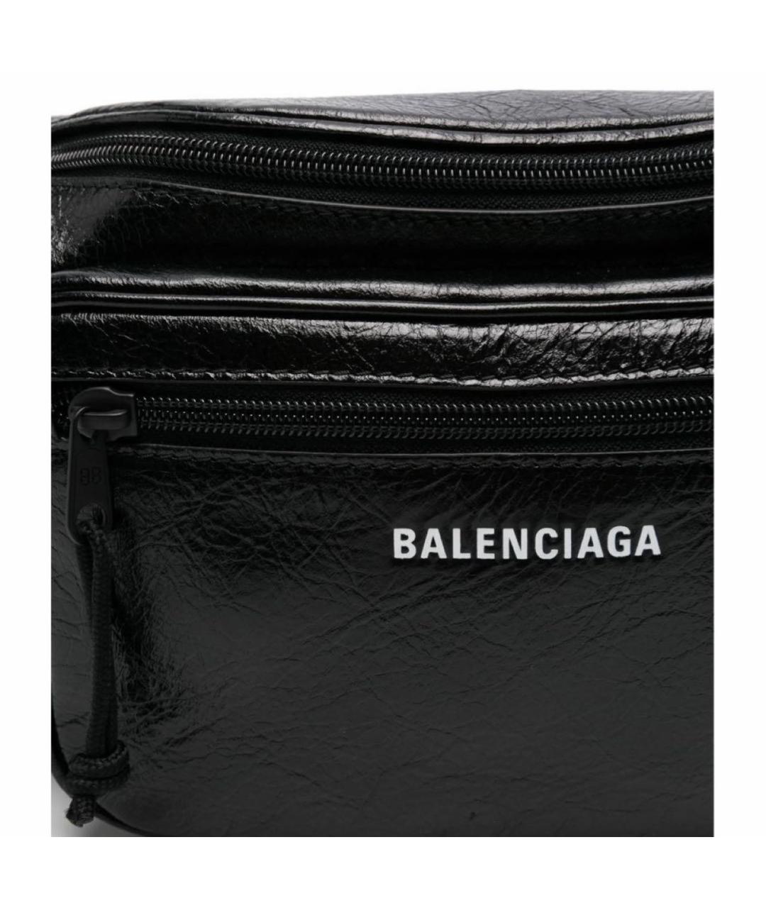 BALENCIAGA Черная кожаная поясная сумка, фото 2