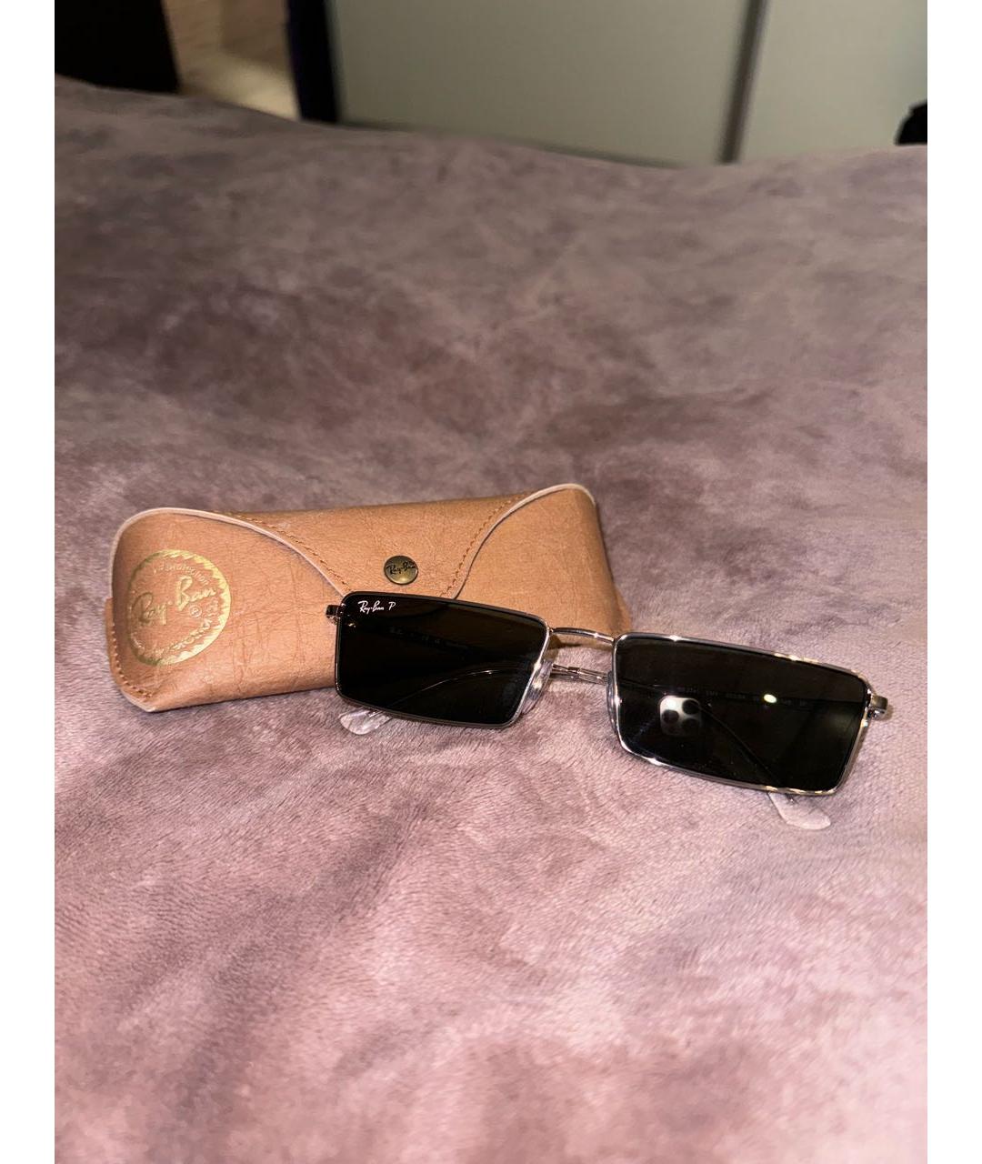 RAY BAN Серебряные металлические солнцезащитные очки, фото 5