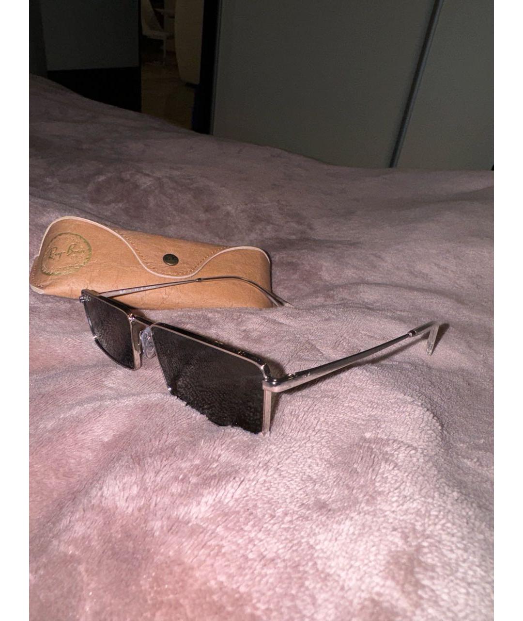 RAY BAN Серебряные металлические солнцезащитные очки, фото 2