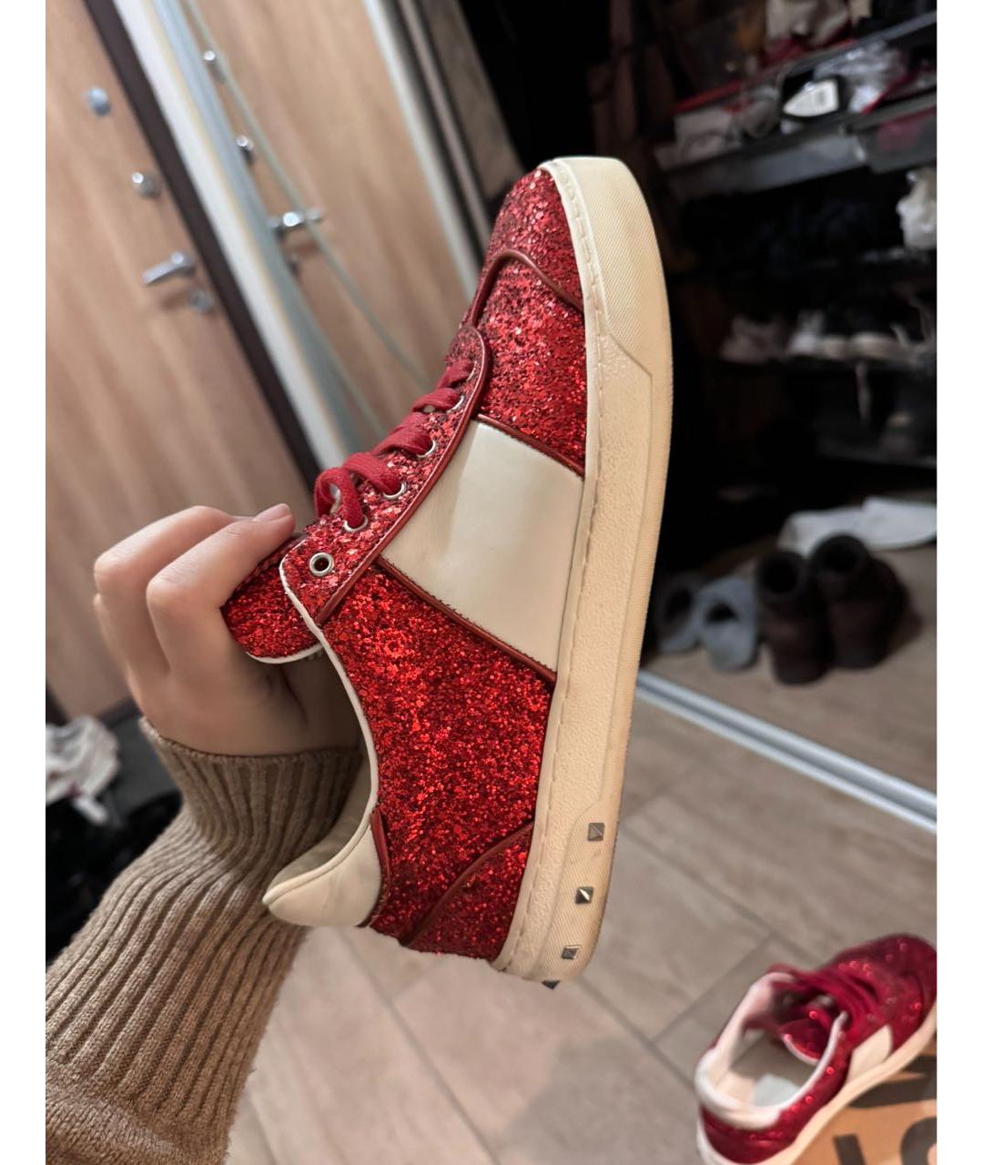 VALENTINO Красные кожаные кеды, фото 3