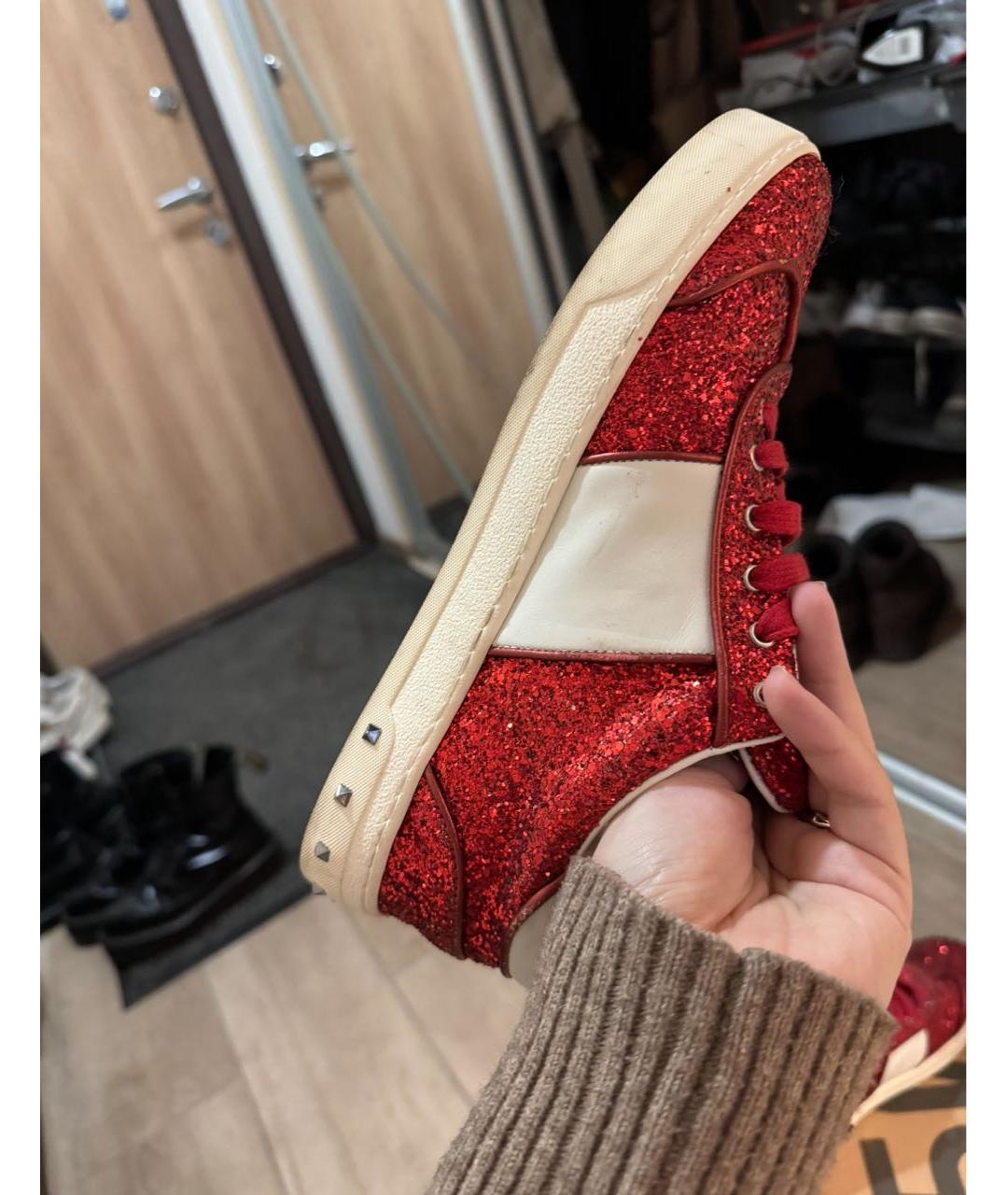 VALENTINO Красные кожаные кеды, фото 2