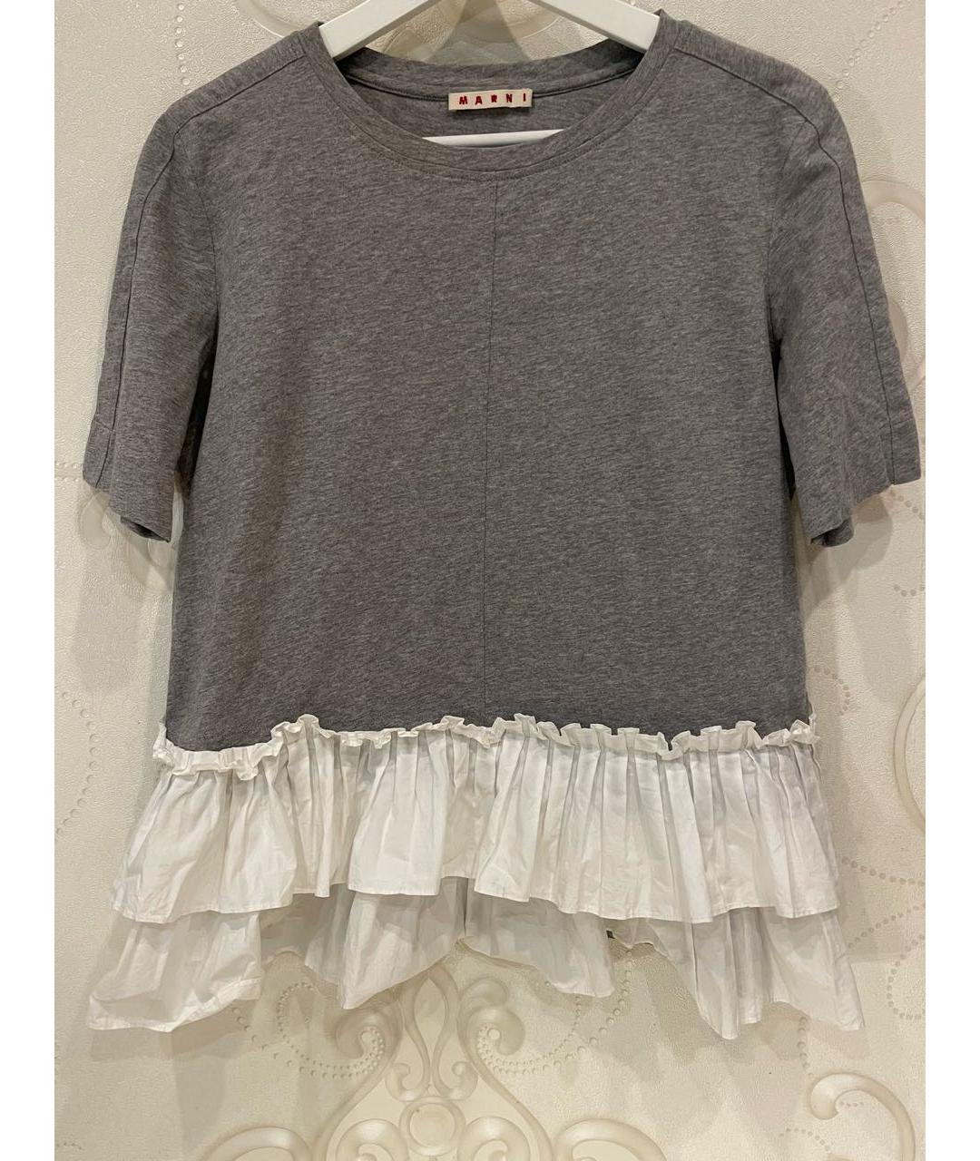 MARNI Серая хлопковая футболка, фото 6