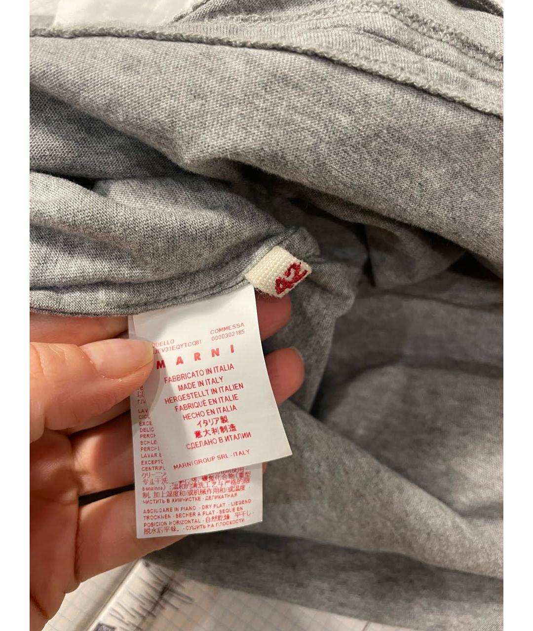 MARNI Серая хлопковая футболка, фото 4