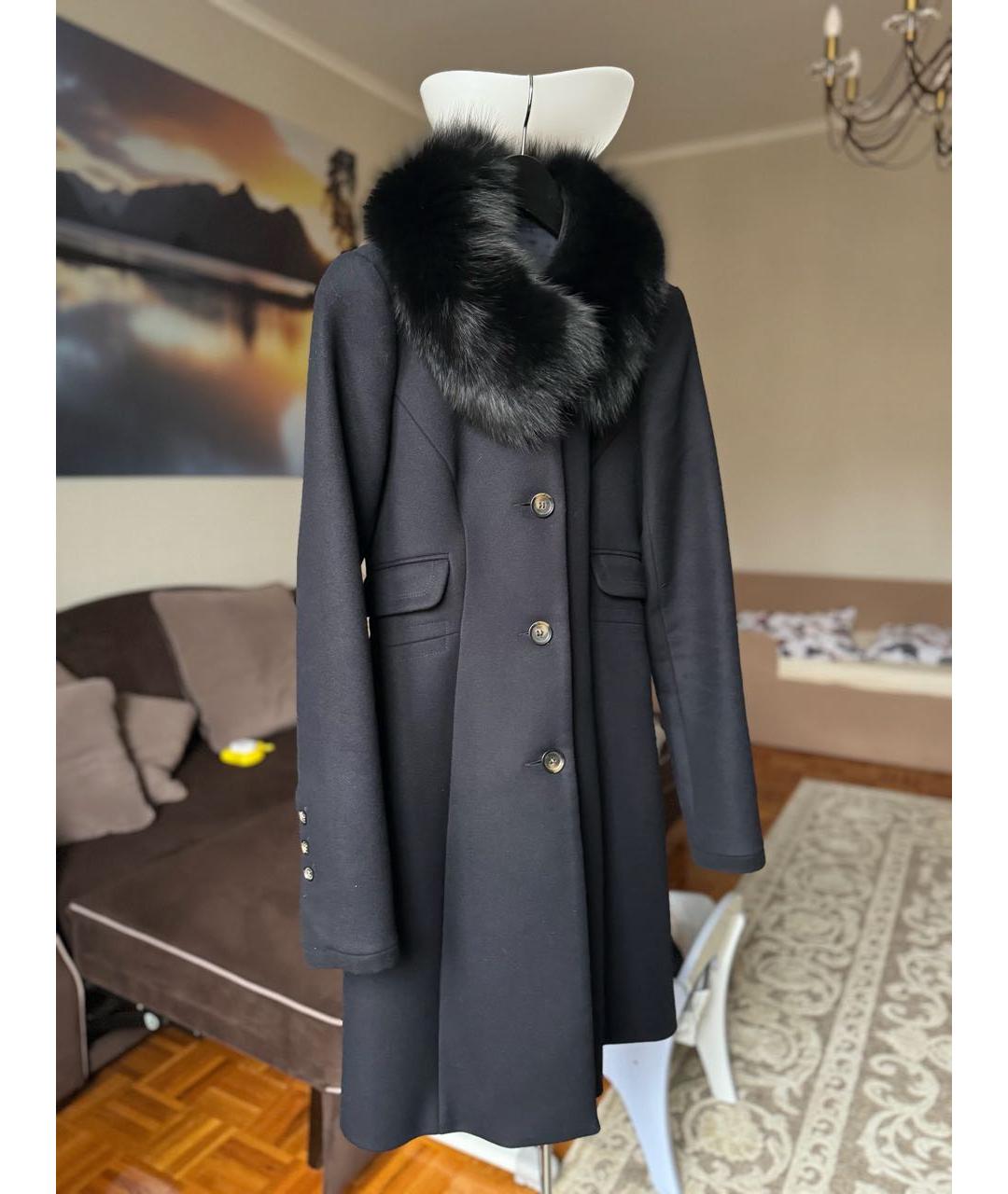 Tara Jarmon Темно-синее шерстяное пальто, фото 4