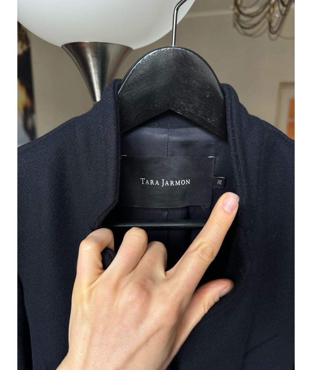 Tara Jarmon Темно-синее шерстяное пальто, фото 5