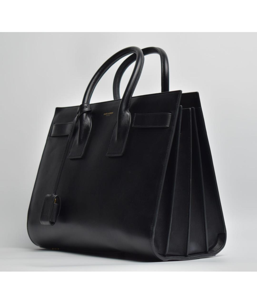 SAINT LAURENT Черная кожаная сумка с короткими ручками, фото 2