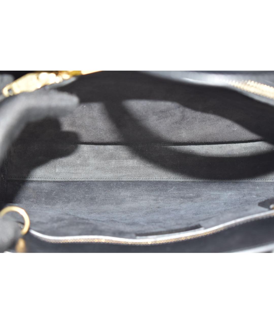 SAINT LAURENT Черная кожаная сумка с короткими ручками, фото 4