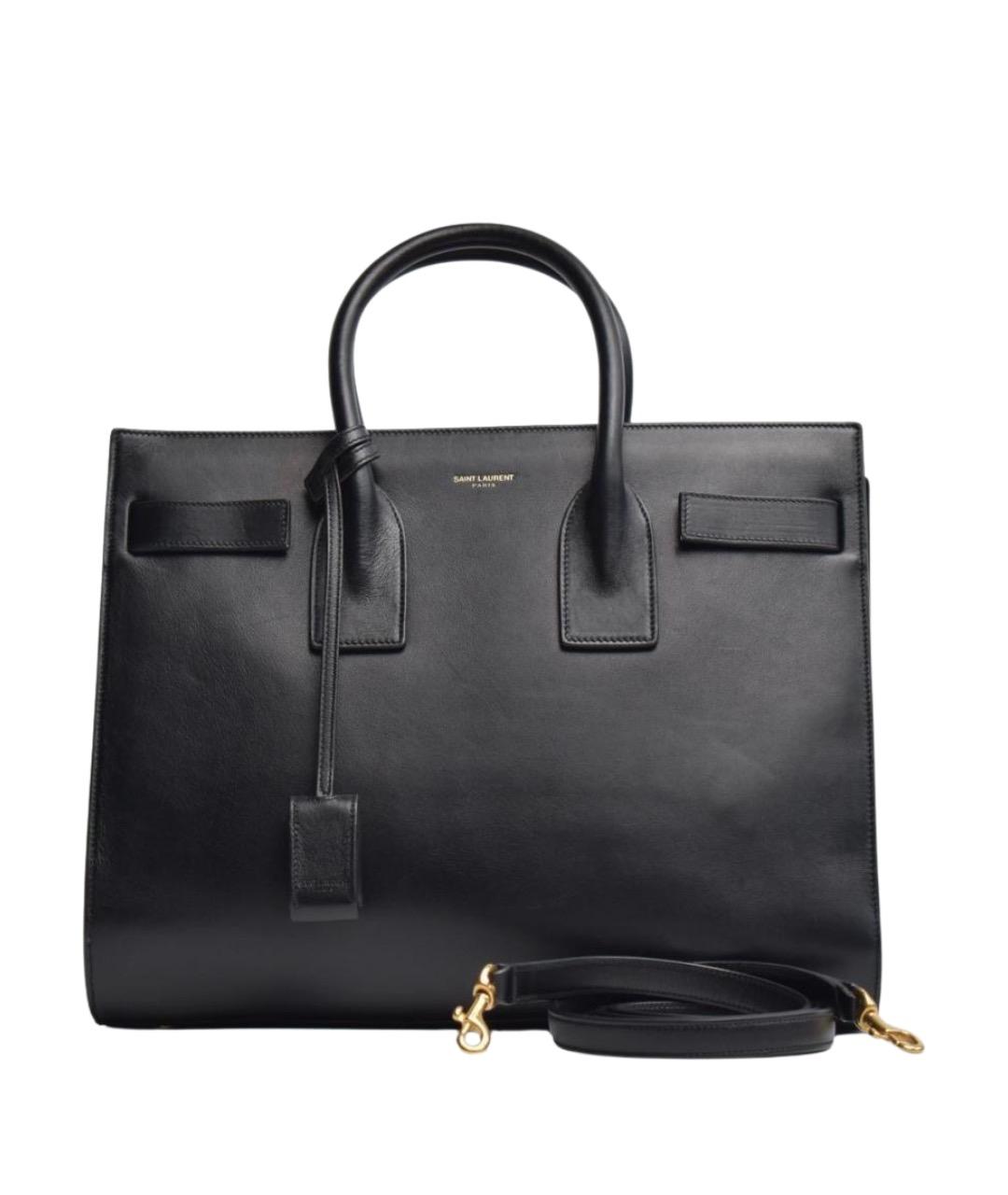 SAINT LAURENT Черная кожаная сумка с короткими ручками, фото 1