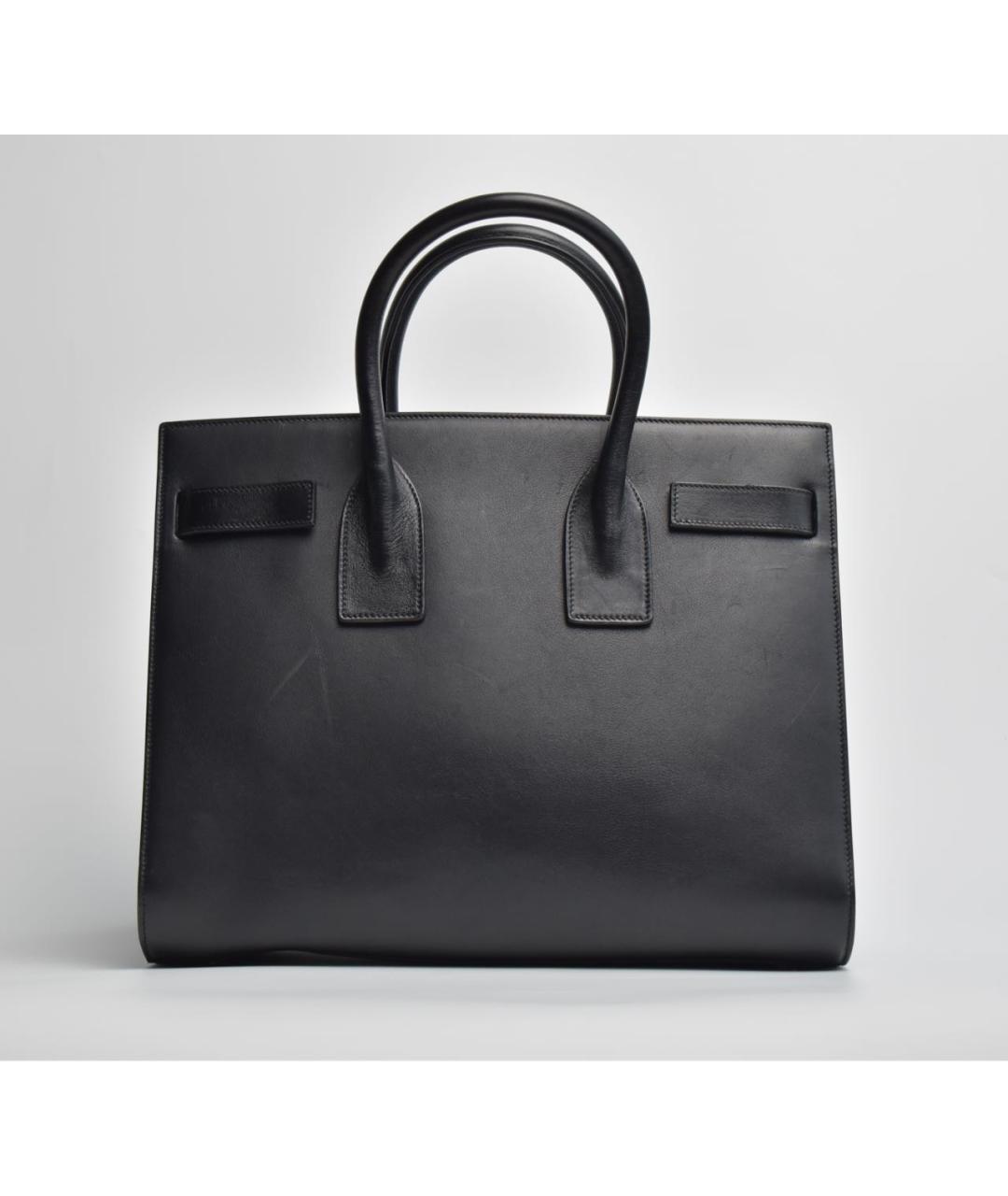 SAINT LAURENT Черная кожаная сумка с короткими ручками, фото 3