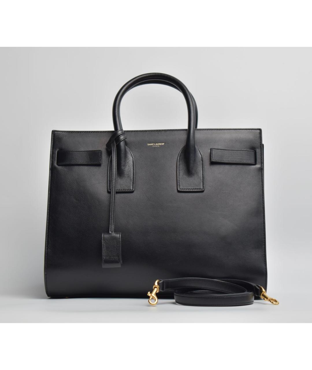 SAINT LAURENT Черная кожаная сумка с короткими ручками, фото 9